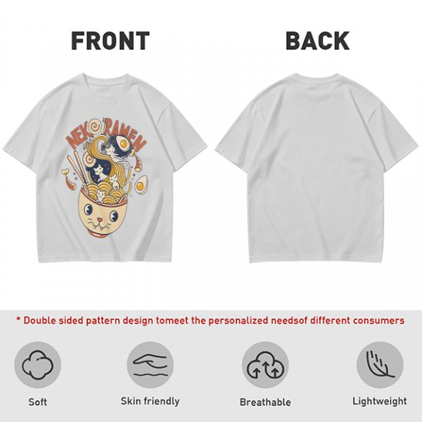 Neko Ramen Cat Bowl Graphic T-Shirt Design