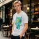 Olive Green T-Shirt With Pirate Cat Graphic Print
