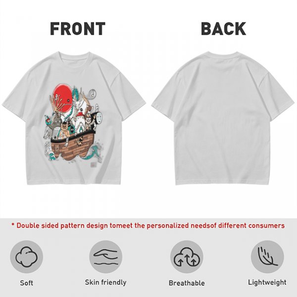 Studio Ghibli Characters Boat Graphic Olive T-Shirt