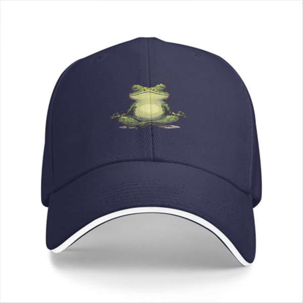 Black baseball cap with meditating frog graphic