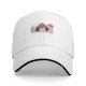 Black baseball cap with cute mushroom creature graphic print