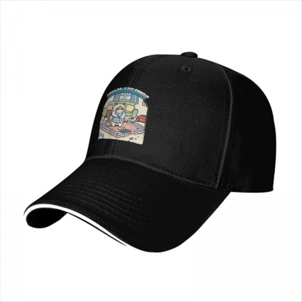 Black baseball cap with grumpy cat vacuuming cleaning design