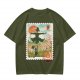 Howl's Moving Castle Stamp Graphic Olive T-Shirt
