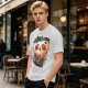 Olive Green T-Shirt With Creepy Melting Skull Apple Graphic