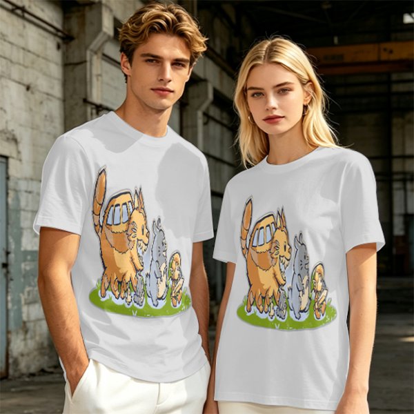Olive T-Shirt With Whimsical Forest Creature Artwork Print