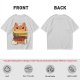 Olive T-Shirt With Cute Cat Burger And Kittens Print