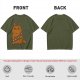 Olive green t-shirt with a grumpy cat in a Chewbacca-style bandolier print