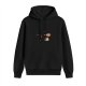 Black Hoodie With Witch Broom And Cat Graphic Print