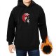 Black Hoodie with Red Moon and Samurai Warrior Graphic Print