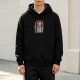 Black hoodie with skeleton holding coffee and 'Staying Alive' print
