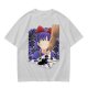 Olive T-Shirt With Witch Anime Girl and Cat Silhouette Print