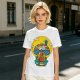 Olive T-Shirt with Trippy Mushroom House Graphic Design