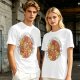 Olive t-shirt with cute puppy pile graphic and playful text