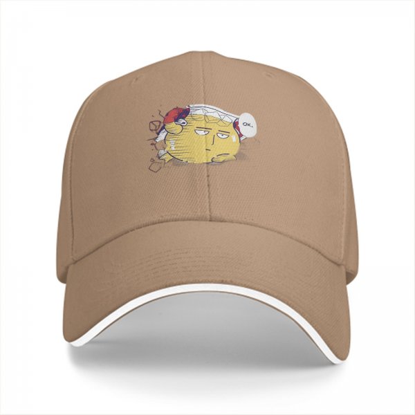 Black Baseball Cap With Saitama 'Ok' Meme Graphic Print
