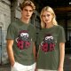 Olive Green T-Shirt With Bearded Ladybug Print