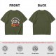 Olive T-Shirt With Cartoon Penguin Driving Car 'My Destination?' Print