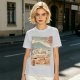 Olive t-shirt with ukiyo-e style ramen cat and Mount Fuji print