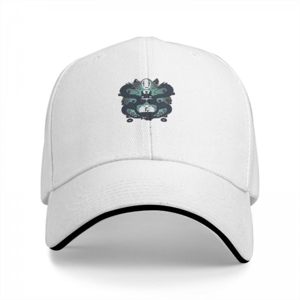Black baseball cap with Spirited Away anime character print