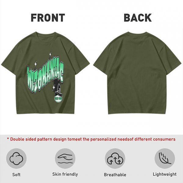Olive Green Graphic T-Shirt with Wizomania Wizard Print