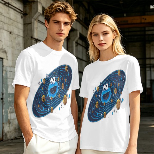 Olive T-Shirt With Cookie Monster Space Galaxy Cookie Print