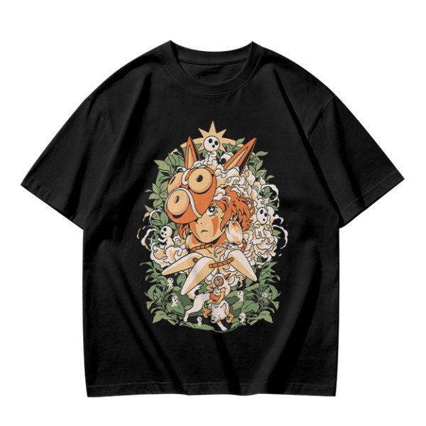 Olive T-shirt with Princess Mononoke Forest Spirit Art Print