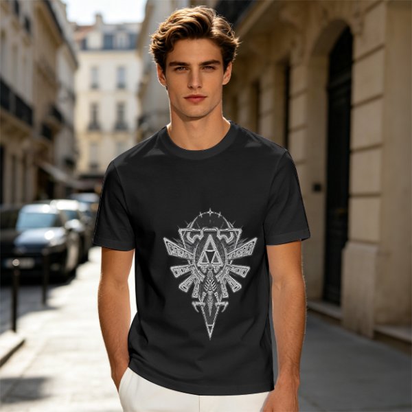Olive Green T-Shirt With Detailed Fantasy Crest Graphic
