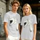 Olive T-Shirt With Surprised Cartoon Figure And Separate Face Print