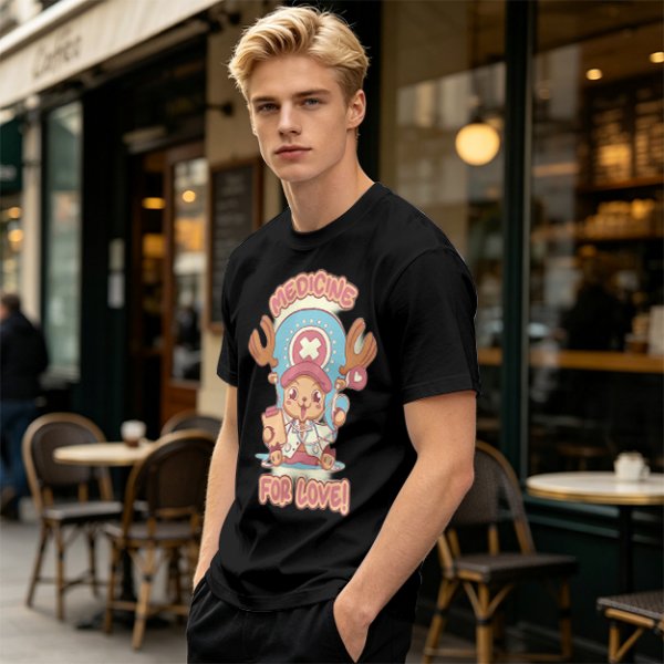 Olive T-shirt with Tony Tony Chopper 'Medicine For Love!' Print