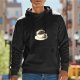 Black Hoodie With Steaming Coffee Cup And Mushroom Print