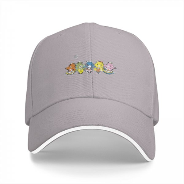 Black Baseball Cap With Colorful Cartoon Character Group Print