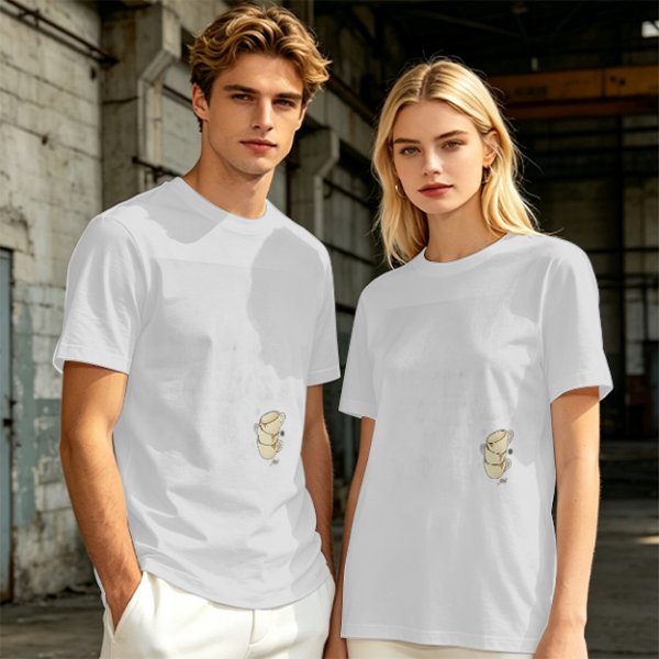 Olive Green Oversized T-Shirt With Stacked Teacup Graphic