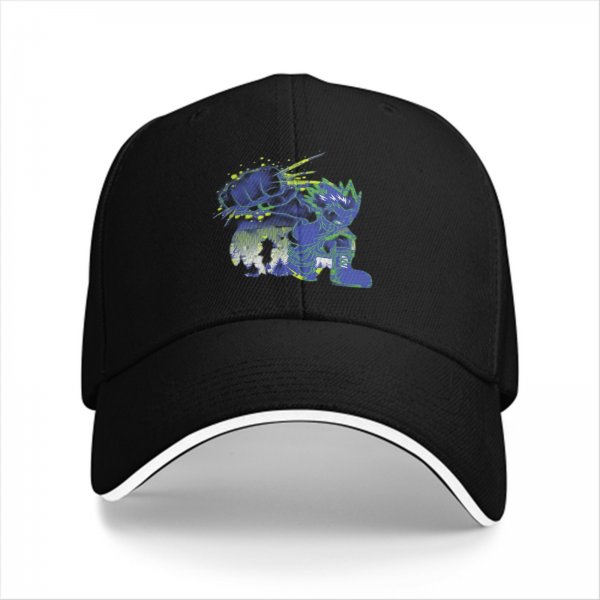 Black Baseball Cap With Anime Superhero Punch Graphic Print