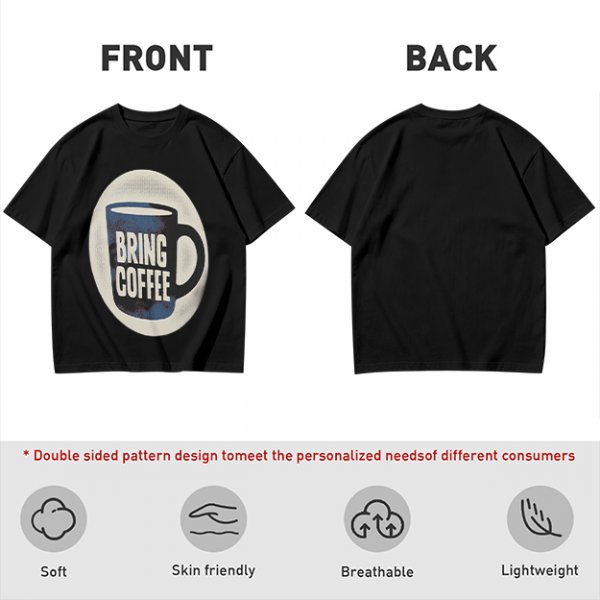Olive Green Graphic T-Shirt With Bring Coffee Mug Print