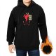 Black hoodie with cute devil pentagram graphic and funny text print