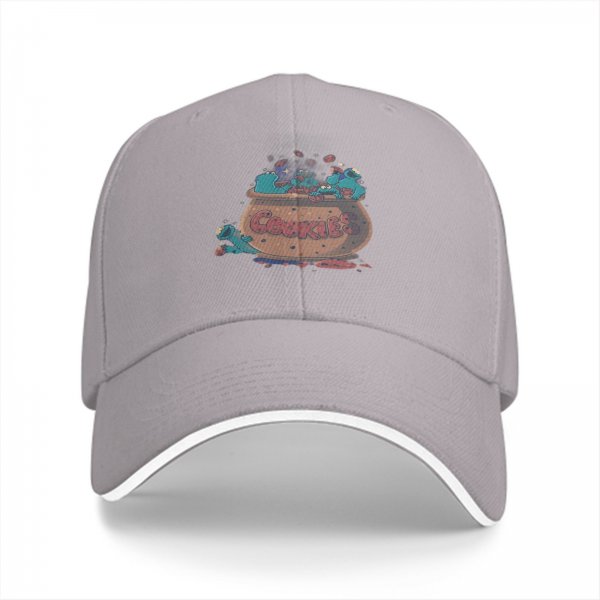 Black baseball cap with cookie monster and cookie jar graphic