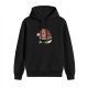 Black Hoodie With Cute Ham And Skull Graphic Print