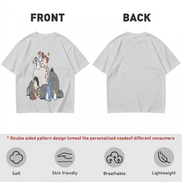 Olive T-shirt with whimsical forest spirit and children graphic print