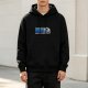 Black hoodie with retro R2-D2 space droid graphic