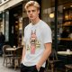 Olive T-shirt with a cute bunny monster holding You Are Great and I Believe In You signs