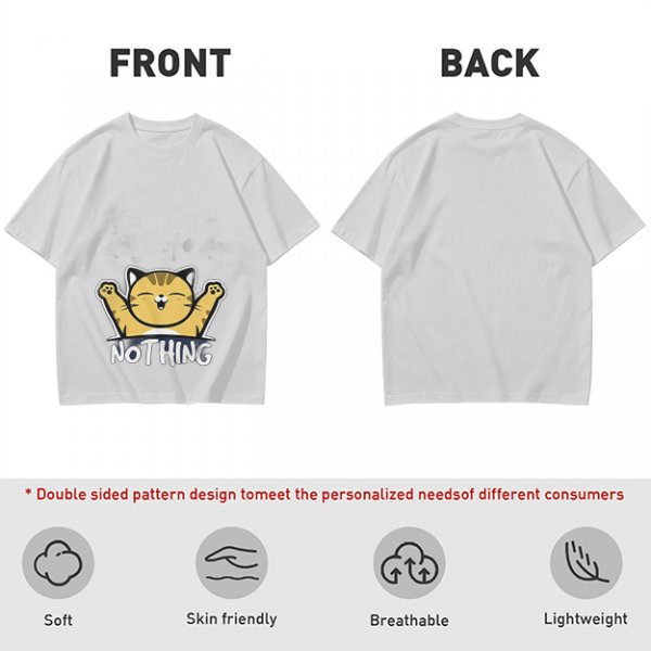 Olive T-Shirt with Happy Raised Paw Cat and 'NOTHING' Print