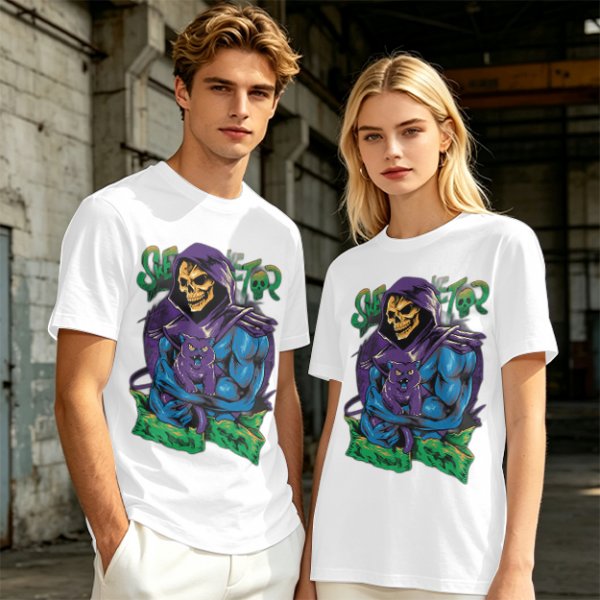 Olive T-shirt with Skeletor Holding Panthor Graphic Print