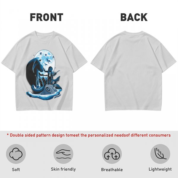 Olive T-Shirt With Dragon Rider Moonlit Fantasy Art Print