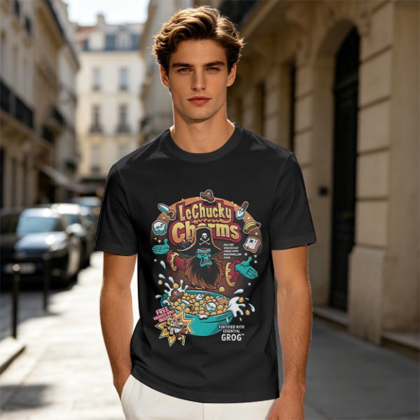 Olive T-Shirt With LeChucky Charms Pirate Cereal Graphic
