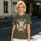Olive T-Shirt With Cat Sushi Chef Juggling Sushi Print