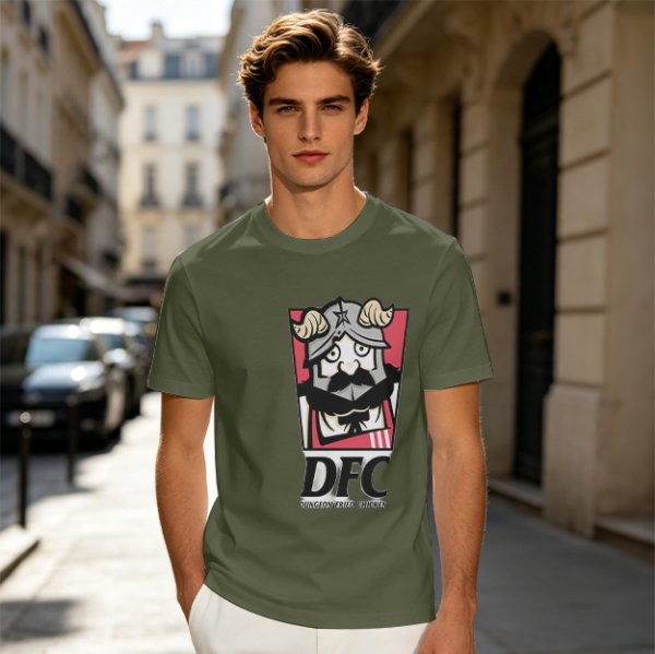 Olive T-Shirt with DFC Viking Graphic Print