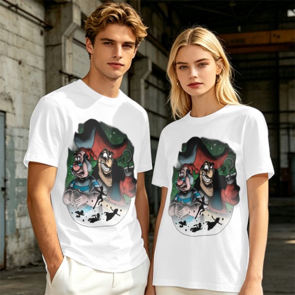 Olive T-Shirt Featuring Captain Hook and Mr. Smee from Peter Pan