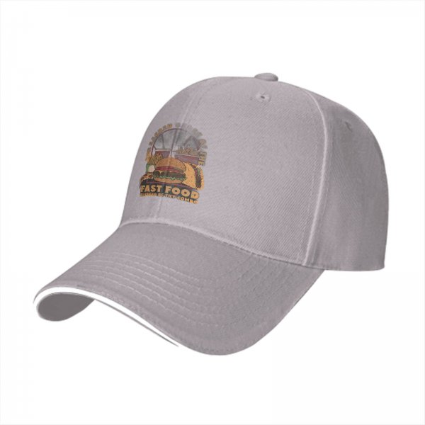 Black Baseball Cap With Sacred Fast Food Combo Graphic