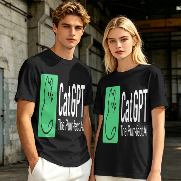 Olive Green CatGPT The Purr-fect AI Graphic T-Shirt