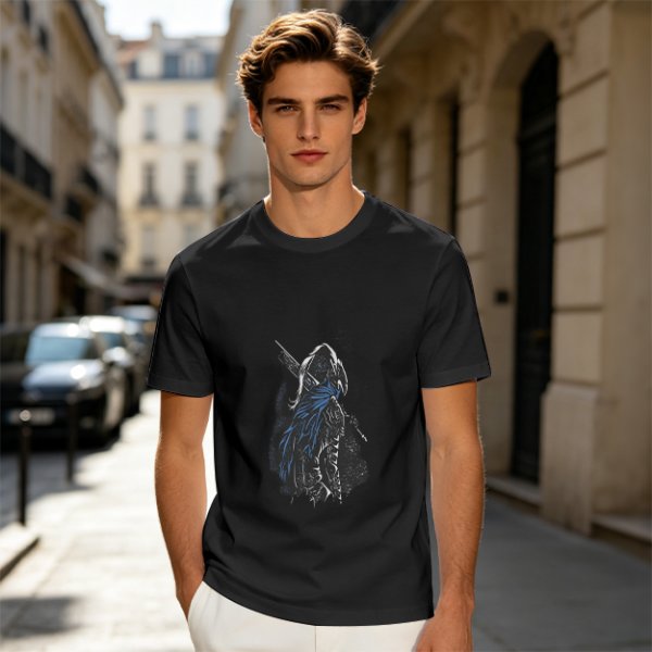 Olive Green T-Shirt With Hooded Fantasy Warrior Graphic Print