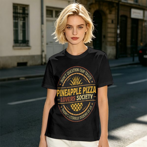 Pineapple Pizza Lovers Society Funny Graphic T-Shirt